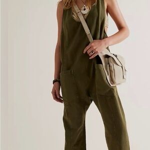 Free People Olive Green Utility Jumpsuit